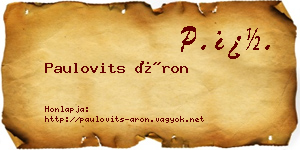 Paulovits Áron névjegykártya